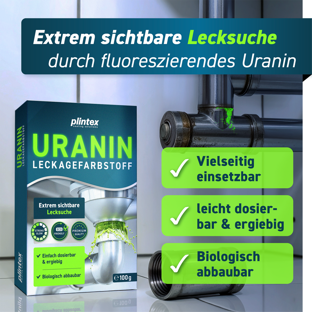 PLINTEX® Uranin Färbemittel 100g zur Leckageortung inkl. Dosierlöffel